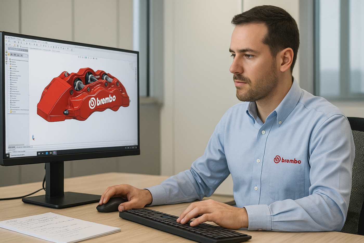 Un ingegnere Brembo al lavoro (repertorio)
