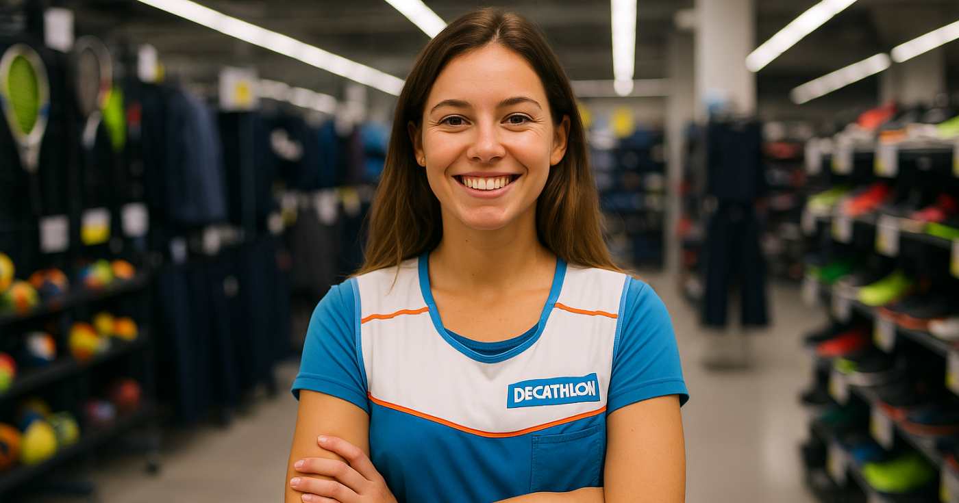Un'addetta alla vendita Decathlon
