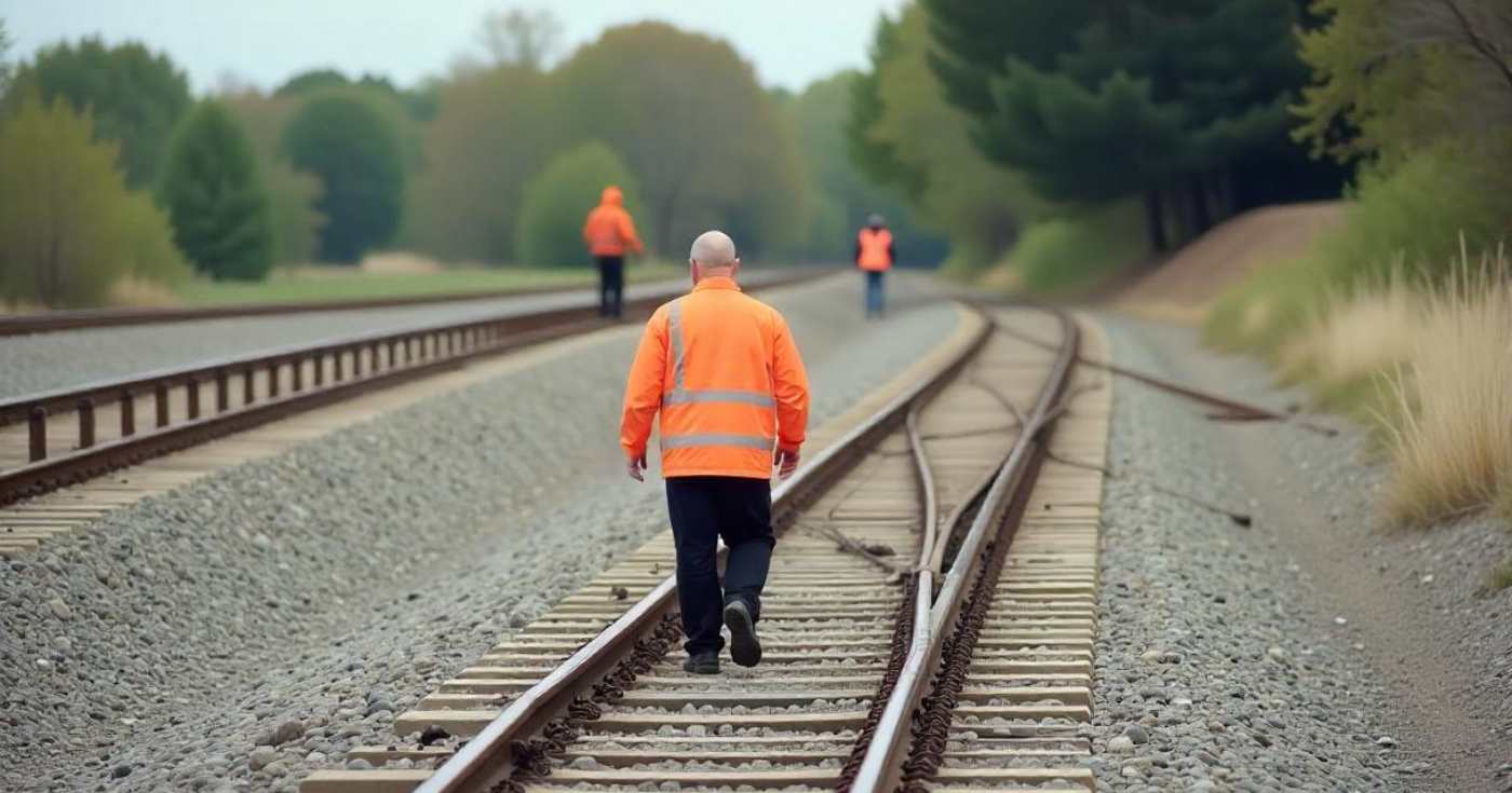 Un tecnico ferroviario su un cantiere (repertorio)