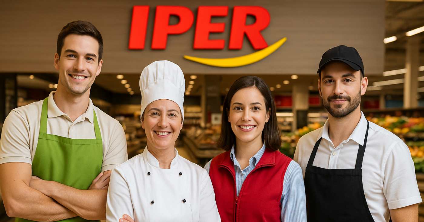 Addetti in un punto vendita Iper (AI generated - repertorio)