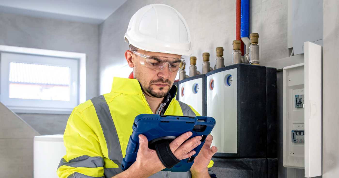 Un tecnico elettrico al lavoro (repertorio)