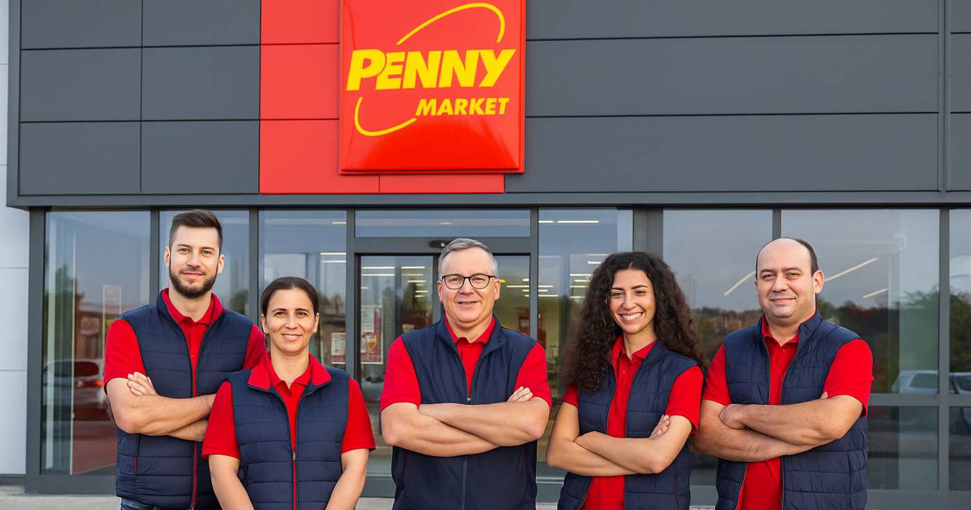Un gruppo di dipendenti di un punto vendita Penny Market (repertorio)