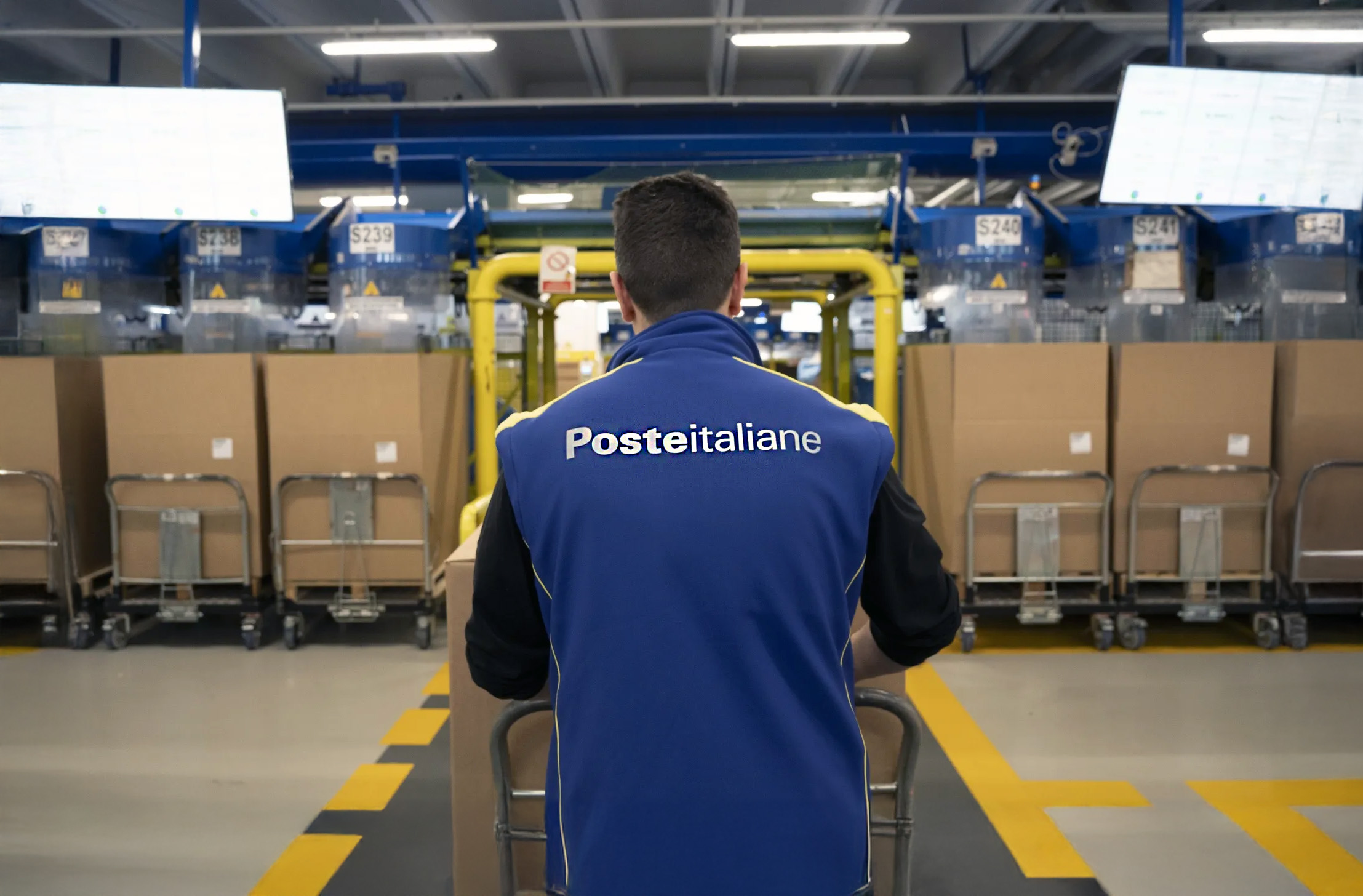 Un addetto alla logistica di Poste Italiane (repertorio)