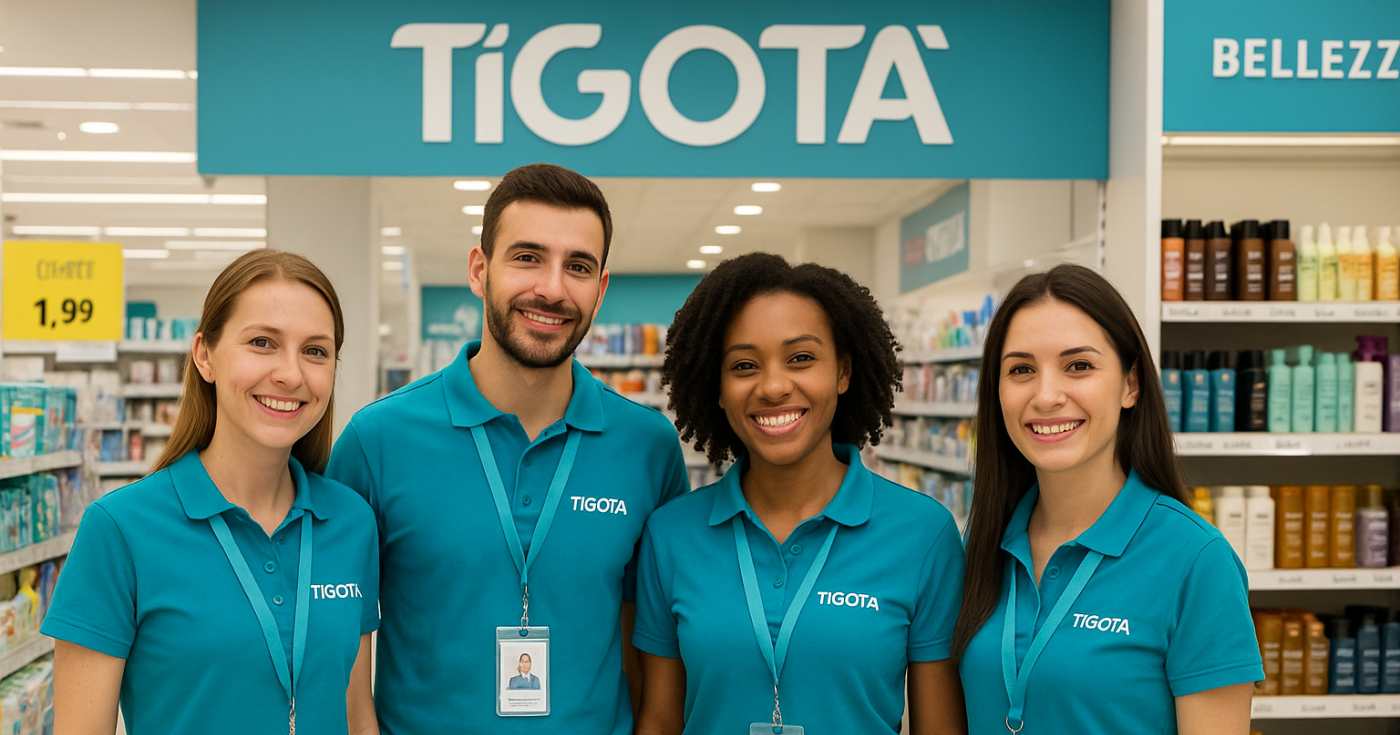 Un gruppo di addetti vendita in un negozio Tigotà (repertorio)